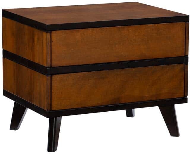 Linon Home Decor Ryan 2-Drawer Walnut Nightstand H 20.5 in. x W 25 in. x D 18 in.