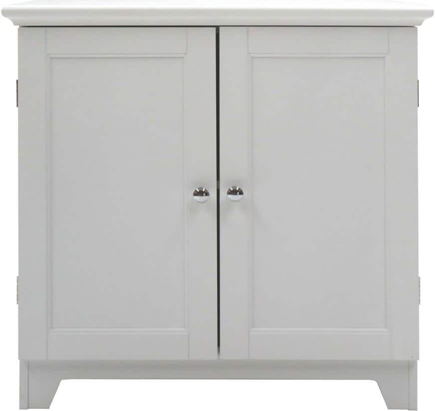 Redmon Contemporary Country 23.5 in. W x 11.75 in. D x 23.5 in. H Free Standing Double Door Cabinet With Shaker Panels in White