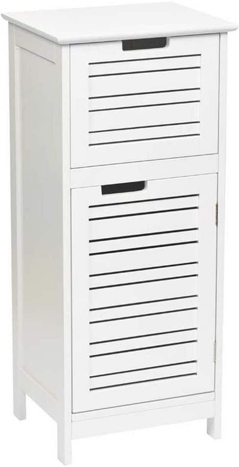 Miami 14.7 in. W x 11.13 in. D x 32.12 in. H Freestanding Bath Linen Cabinet with 2 Shelves in White