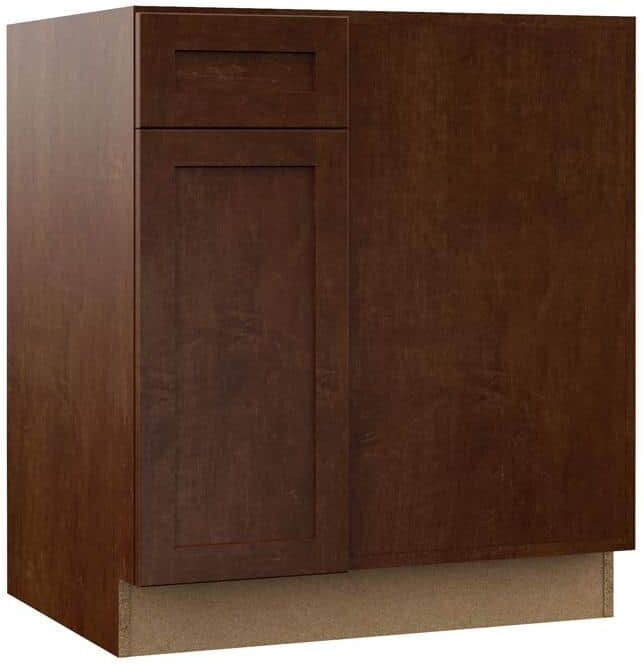 Hampton Bay Designer Series Soleste Assembled 30x34.5x23.75 in. Blind Right Corner Base Kitchen Cabinet in Spice