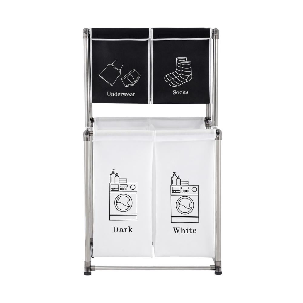 Tileon Laundry Hamper 2-Tier Laundry Sorter with 4-Removable Bags for Organizing Clothes, Laundry, Lights, Darks