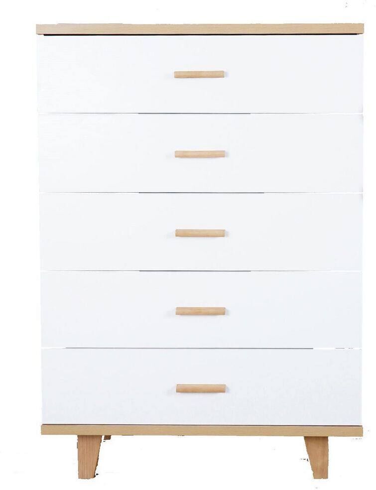 31.5 in. Brown White Modern Wooden Dresser Bedroom Storage Drawer Organizer Closet Hallway Locker with 5-Drawers