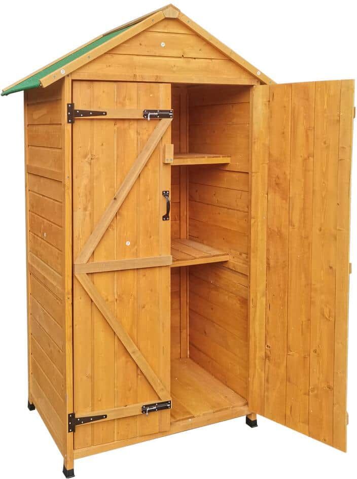 GOGEXX 69 in. W x 23 in. D x 40 in. H Woodenshed Natural Big Spire Tool Storage Backyard Garden Plant Storage Cabinet Outdoors