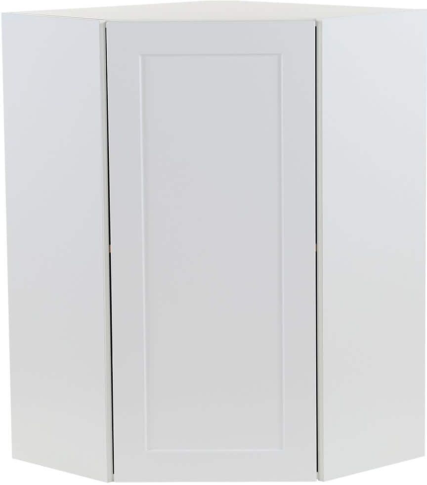 Hampton Bay Cambridge White Shaker Assembled Corner Wall Cabinet with 1 Soft Close Door (24 in. W x 12.5 in. D x 36 in. H)