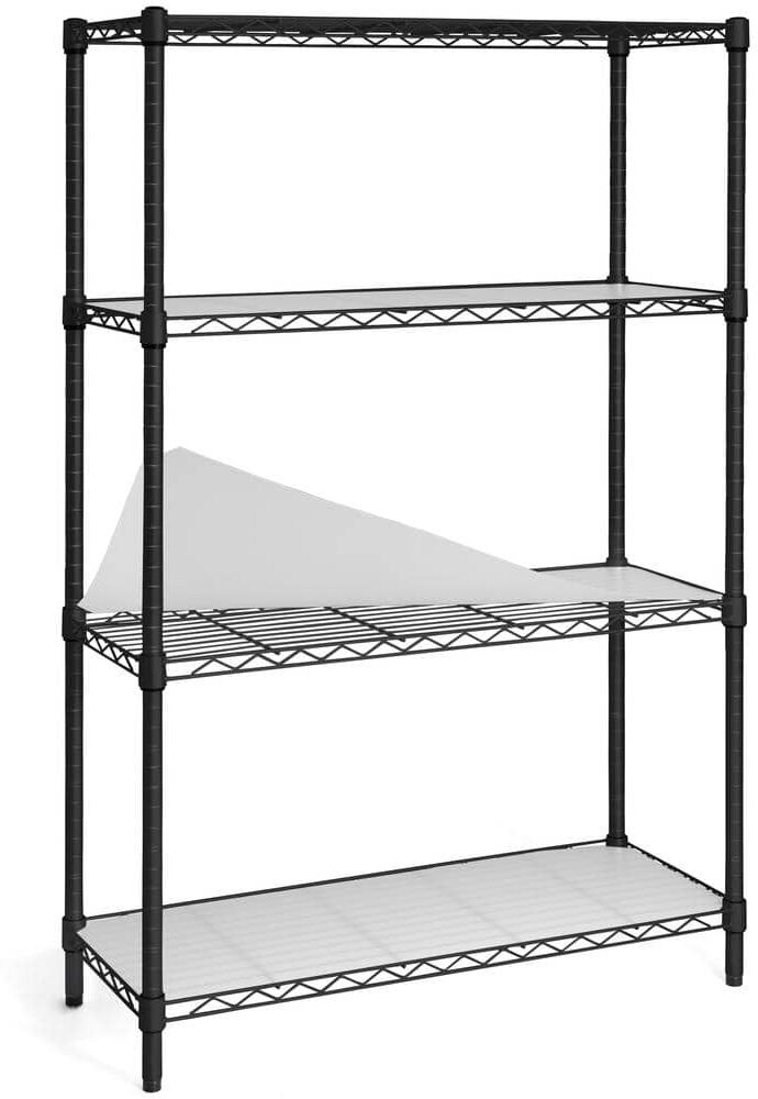 CAPHAUS Black 4-Tier Adjustable Height Welded Steel Garage Storage Shelving Unit with Liner (36 in. W x 54 in. H x 14 in. D)