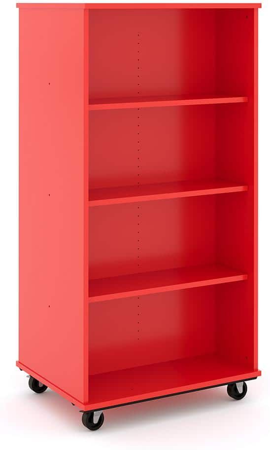 TOT MATE 30" W x 23" D x 60" H Open Double Sided Mobile Locker Storage Nursery Classroom Bookcase, Adjustable Shelves, (Red)