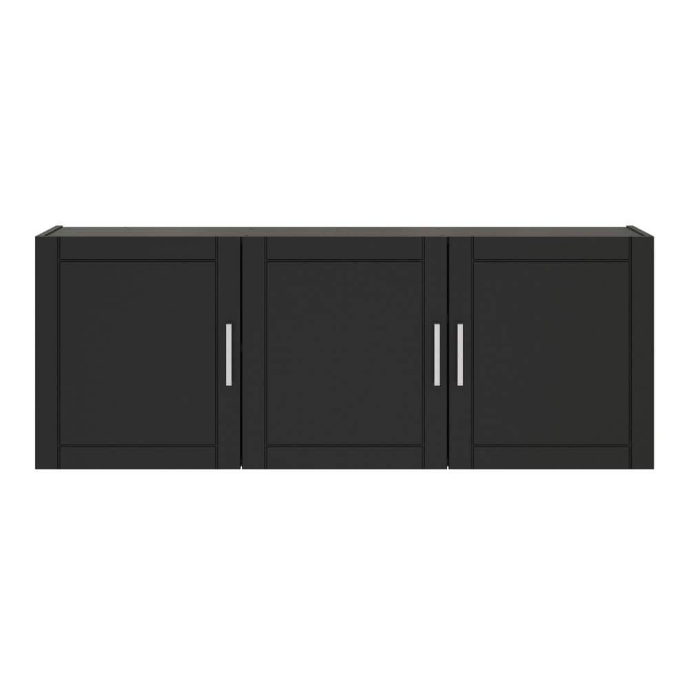 SystemBuild Evolution Wood 2-Shelf Wall Mounted Garage Cabinet in Black (54 in W x 20 in H x 12 in D)