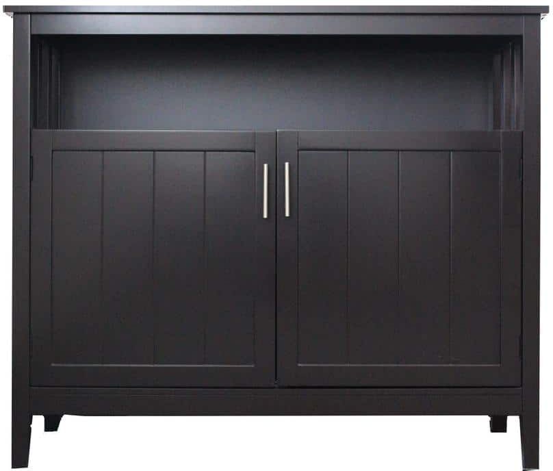 Brown Wood 39.96 in. Kitchen Storage Sideboard and Buffet Server Cabinet