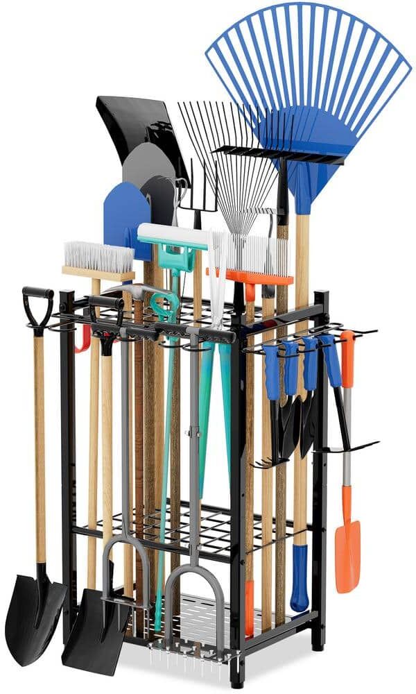 Sttoraboks 3-Tier Garden Tool Organizer Yard Tool Tower Rack with Storage Hooks Up to 50 Tools for Garage, Outdoor, Home