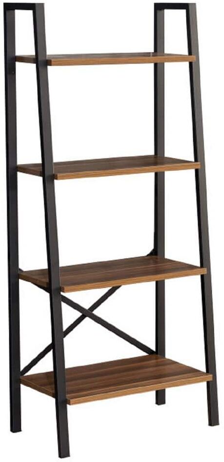 cadeninc 4-Tier Walnut Metal Frame Storage Shelving Rack