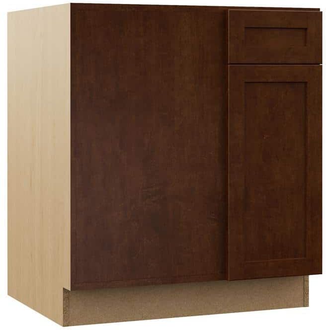 Hampton Bay Designer Series Soleste Assembled 30x34.5x23.75 in. Blind LeftCorner Base Kitchen Cabinet in Spice