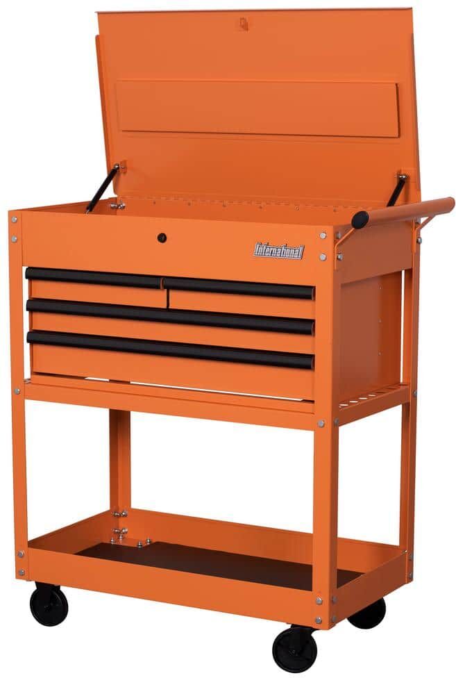 International 33 in. 4-Drawer Mechanics Orange Tool Cart