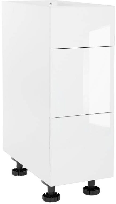 Cambridge Quick Assemble Modern Style, White Gloss 18 in. Base Kitchen Cabinet, 3 Drawer (18 in. W x 24 in. D x 34.50 in. H)