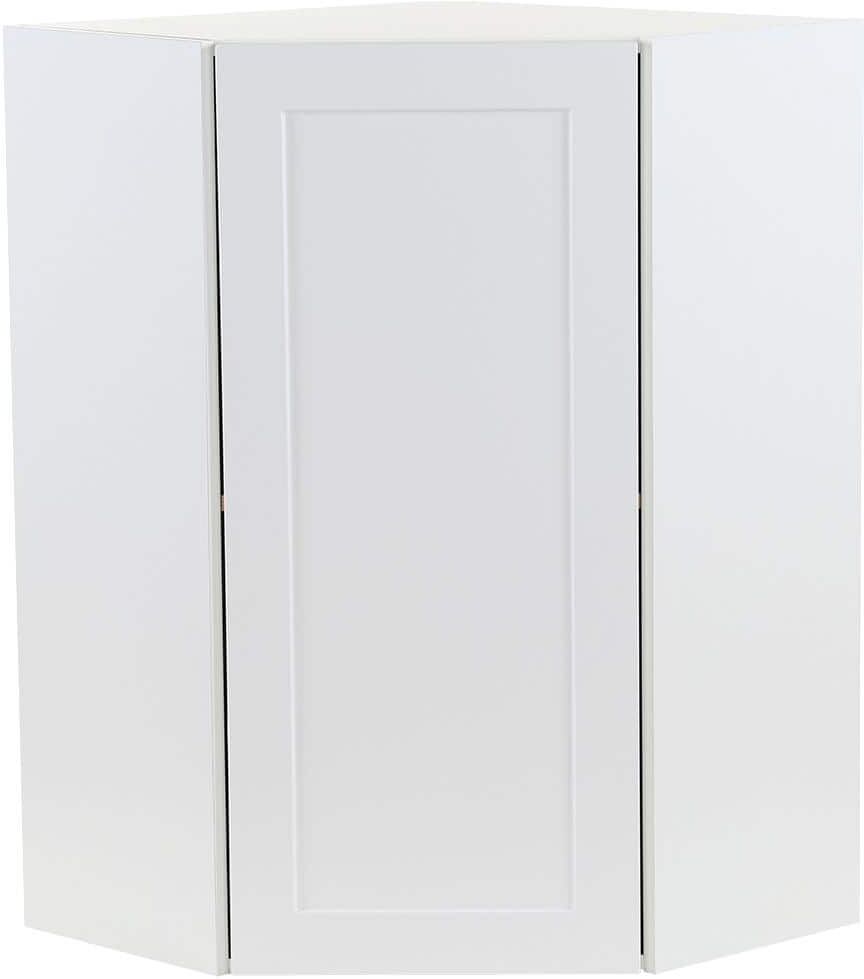 Hampton Bay Cambridge White Shaker Assembled Corner Wall Cabinet with 1 Soft Close Door (24 in. W x 12.5 in. D x 30 in. H)