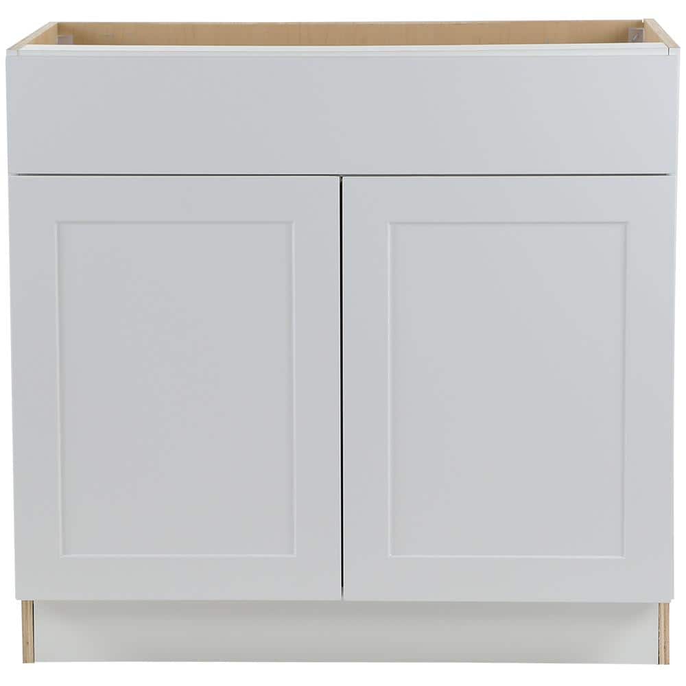Hampton Bay Cambridge White Shaker Assembled Base Kitchen Cabinet with Soft Close Door ( 36 in. W x 24.5 in. D x 34.5 in. H)