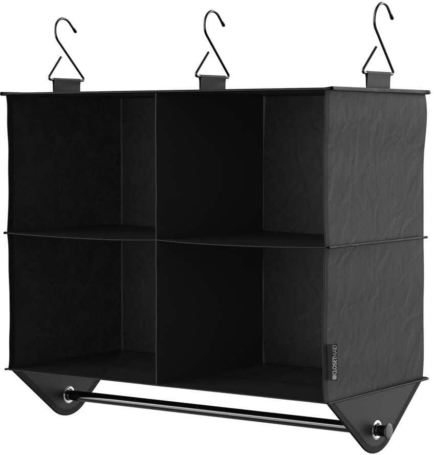 ClosetMaid 26.10 in. H Charcoal Black Fabric Hanging Closet Organizer with 4 Shelves