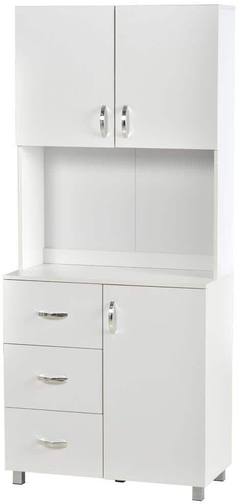 HOMCOM Freestanding Kitchen Buffet with Hutch Storage Organizer with 2-Door Cabinets 3-Drawers and Open Countertop