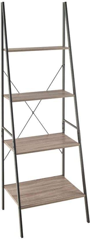 ClosetMaid Mixed Material Storage Furniture 70.87 in. H x 20 in. D Gray 4-Shelf Ladder Bookcase