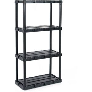 GRACIOUS LIVING Knect A Shelf Black 4-Tier Light Duty Plastic Fixed Garage Storage Shelving Unit (24 in. W x 33 in. H x 12 in. D)