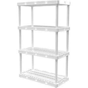 GRACIOUS LIVING 12 in. W x 48 in. H x 24 in. D 4 Shelves Resin Freestanding Cabinet Storage Unit System for Home or Garage in White