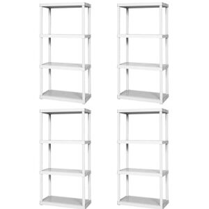 GRACIOUS LIVING 4-Pack White 4-Tier Plastic Garage Storage Shelving Unit (24 in. W x 48 in. H x 12 in. D)