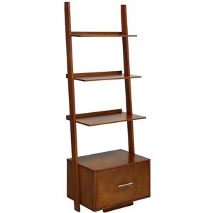 Convenience Concepts American Heritage 69 in. Cherry Wood 4 - -Shelf Ladder Bookcase with File Drawer