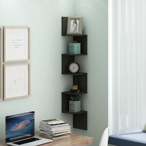 Furinno 48.8 in. Espresso Wood 5-shelf Corner Bookcase with Storage