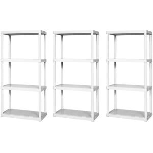 GRACIOUS LIVING White 4-Tier Plastic Garage Storage Shelving Unit (12 in. W x 48 in. H x 24 in. D)