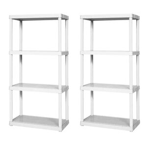 GRACIOUS LIVING 2-Pack White 4-Tier Plastic Garage Storage Shelving Unit (24 in. W x 48 in. H x 12 in. D)