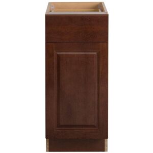 Hampton Bay Benton Assembled 15x34.5x24 in. Base Cabinet with Soft Close Full Extension Drawer in Amber
