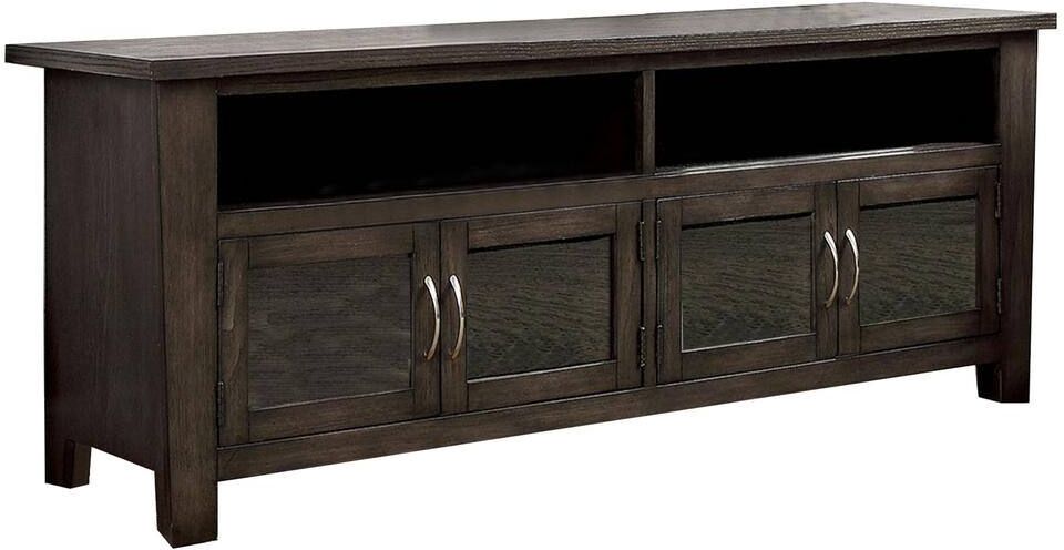 Benjara 18 in. W Brown Wooden TV Stand with 2-Cabinets and 2-Open Shelves Fits TV's up to 60 in.