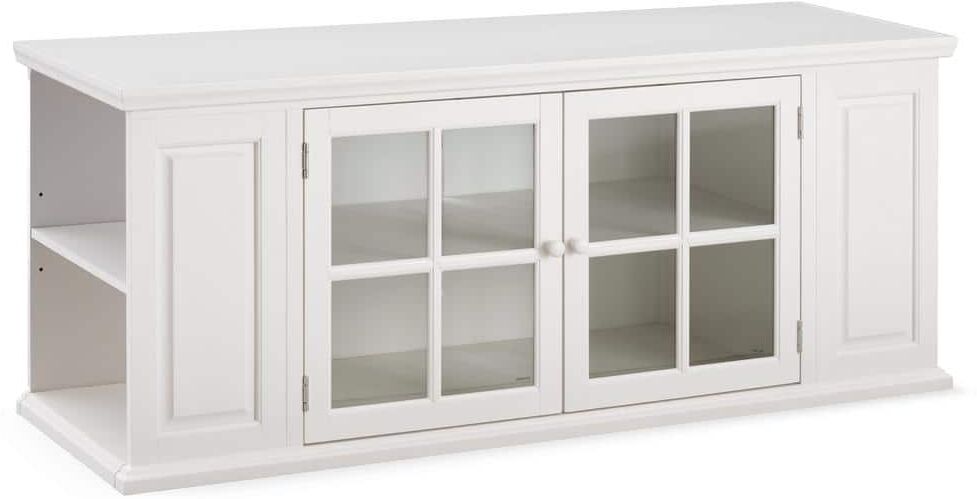 Leick Home Riley Holliday 62 in. W Cottage White TV Stand with Bookshelf Storage Holds TV's up to 65 in.