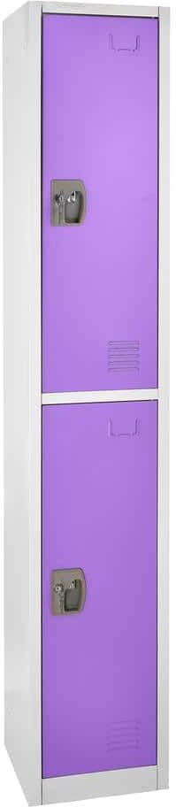 AdirOffice 629-Series 72 in. H 2-Tier Steel Key Lock Storage Locker Free Standing Cabinets for Home, School, Gym in Purple