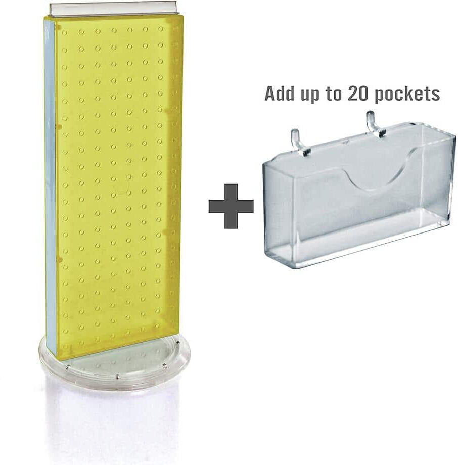 Azar Displays 21 in. H x 8 in. W Counter Pegboard Gift Card Holder, Yellow