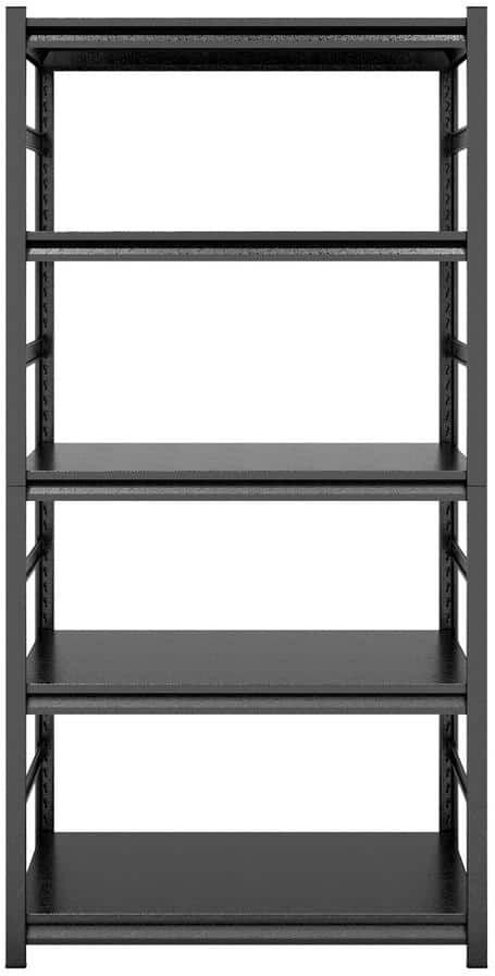 Tidoin Black 5-Tier Adjustable Metal Shelving Unit, Heavy Duty Shelving Utility Rack 31.5 in. W x 15.7 in. D x 63 in. H