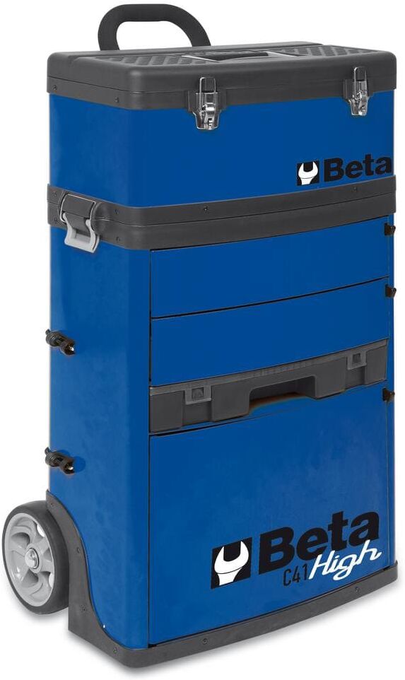 Beta 21 in. Mobile Tool Utility Cart with 3 Slide-Out Drawers and Removable Top Box with Carry Handle in Blue