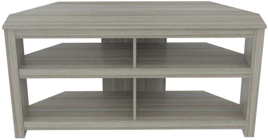 Inval 50 in. Smoked Oak Wood Corner TV Stand Fits TVs Up to 60 in. with Cable Management