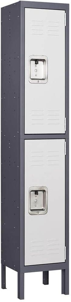 LISSIMO 2 Door 4-Tier Locker, Employees Storage Metal Lockers 66 in. Lockable Steel Cabinet for School Gym Home Office Staff