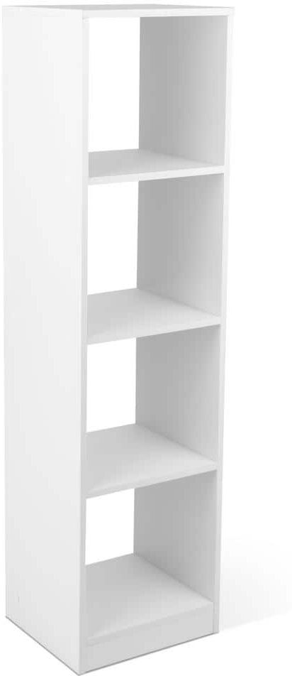 HONEY JOY 15 in. Wide Bookcase White 4-Cube Bookshelf with 4 Anti-Tipping Kits Compact Toy Storage Cabinet Bookcase