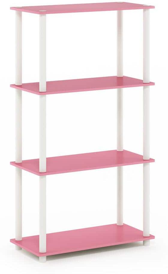 Furinno 43.25 in. Tall Pink/White 4-Shelves Etagere Bookcases