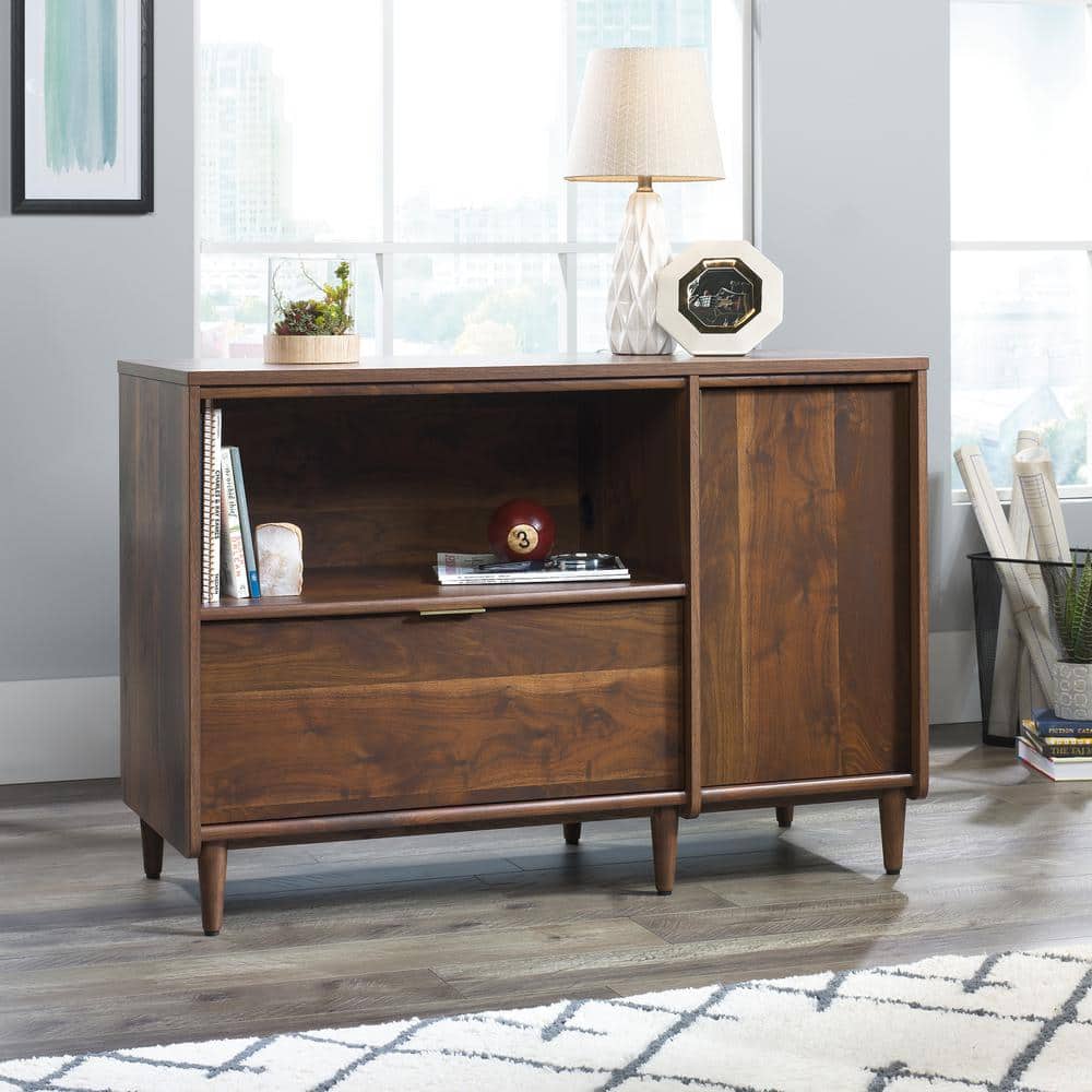 SAUDER Clifford Place 44 in. Grand Walnut Particle Board TV Stand with 1 Drawer Fits TVs Up to 46 in. with Storage Doors
