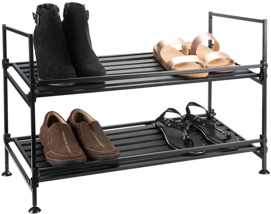 ORGANIZE IT ALL 17.01 H 6-Pair 2-Tier Black Metal Shoe Rack