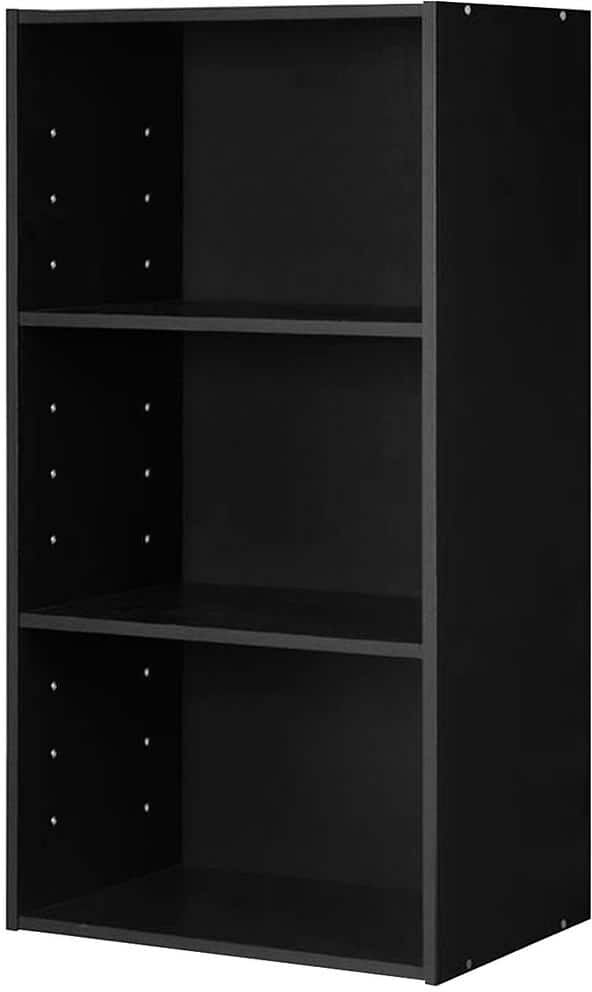 HONEY JOY 17 in. Black MDF 3-Tier Storage Cabinet Multi-functional Display Open shelf Bookcase