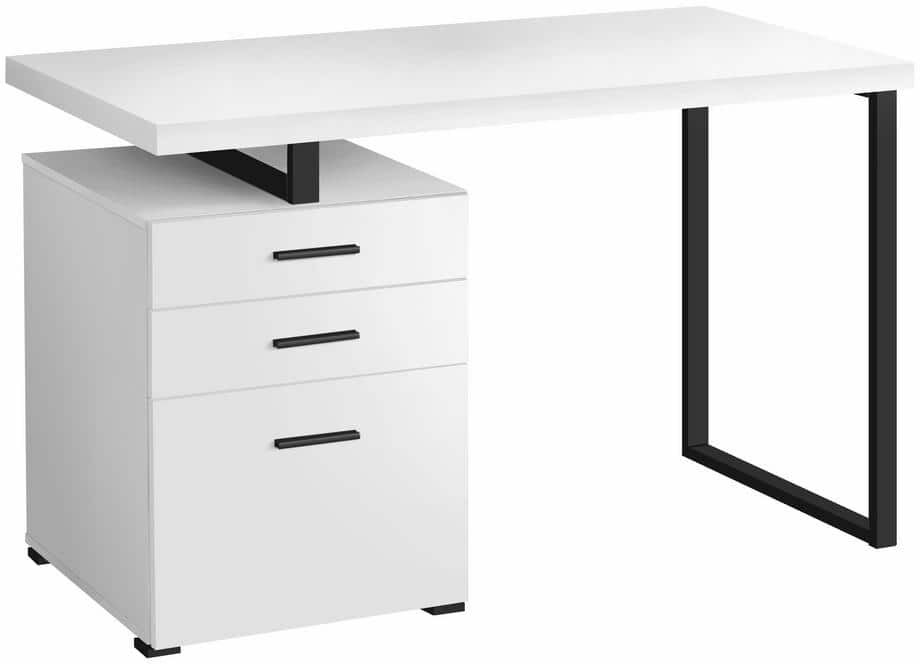 COMPUTER DESK - 3 STORAGE DRAWERS / LEFT OR RIGHT SETUP / FLOATING DESKTOP - 48"L - WHITE / BLACK