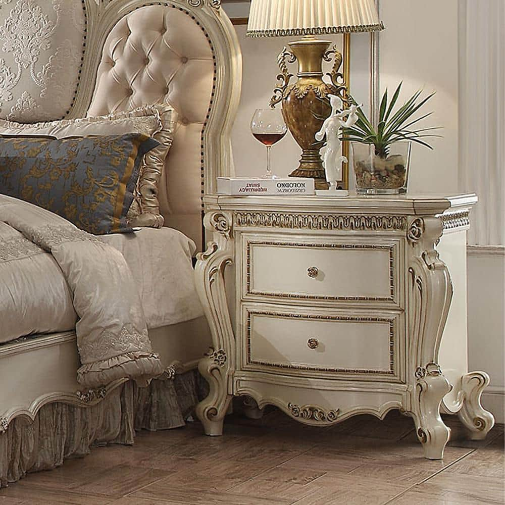 Acme Furniture Picardy 2-Drawer Antique Pearl Nightstand 31 in. x 31 in. x 21 in.