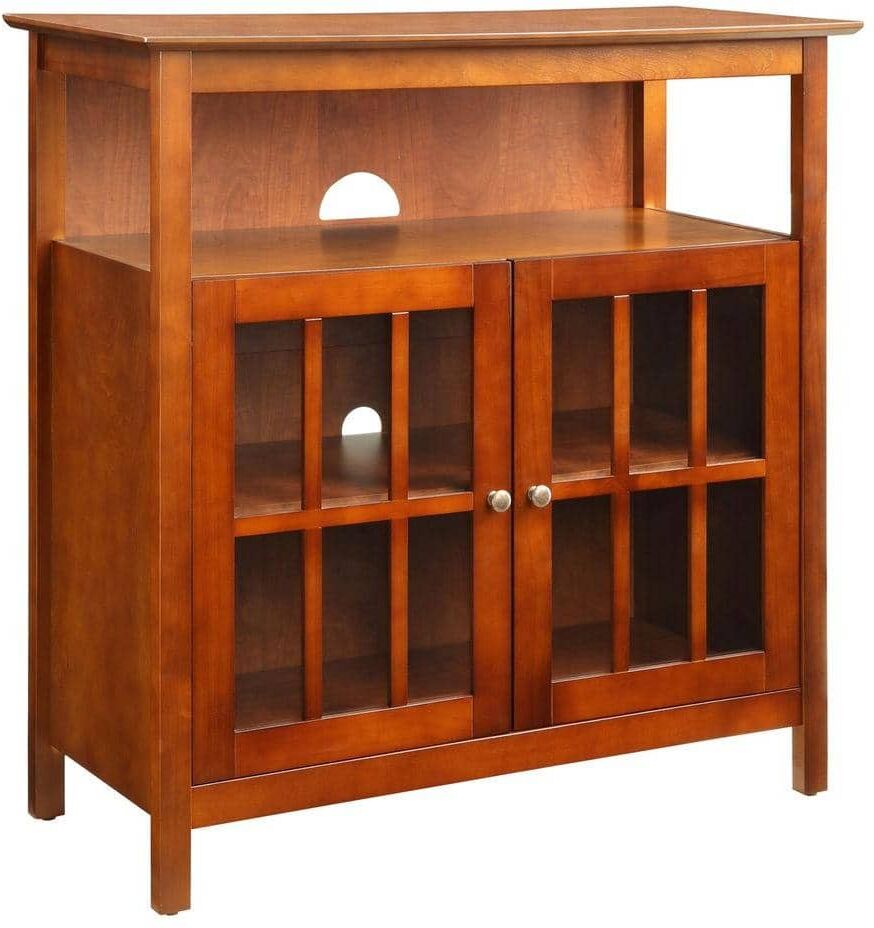 Convenience Concepts Big Sur 36 in. Cherry Wood TV Stand Fits TVs Up to 40 in. with Storage Doors