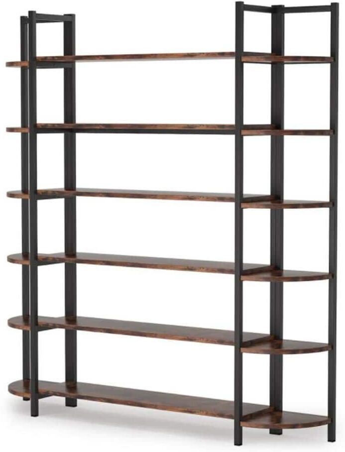 Tribesigns Earlimart 70.8 in. Brown Engineered Wood 6-Shelf Standard Bookcase with Large Storage Shelves