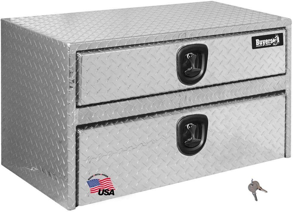 Buyers Products Company 20 in. x 18 in. x 48 in. Diamond Plate Tread Aluminum Underbody Truck Tool Box with Drawer