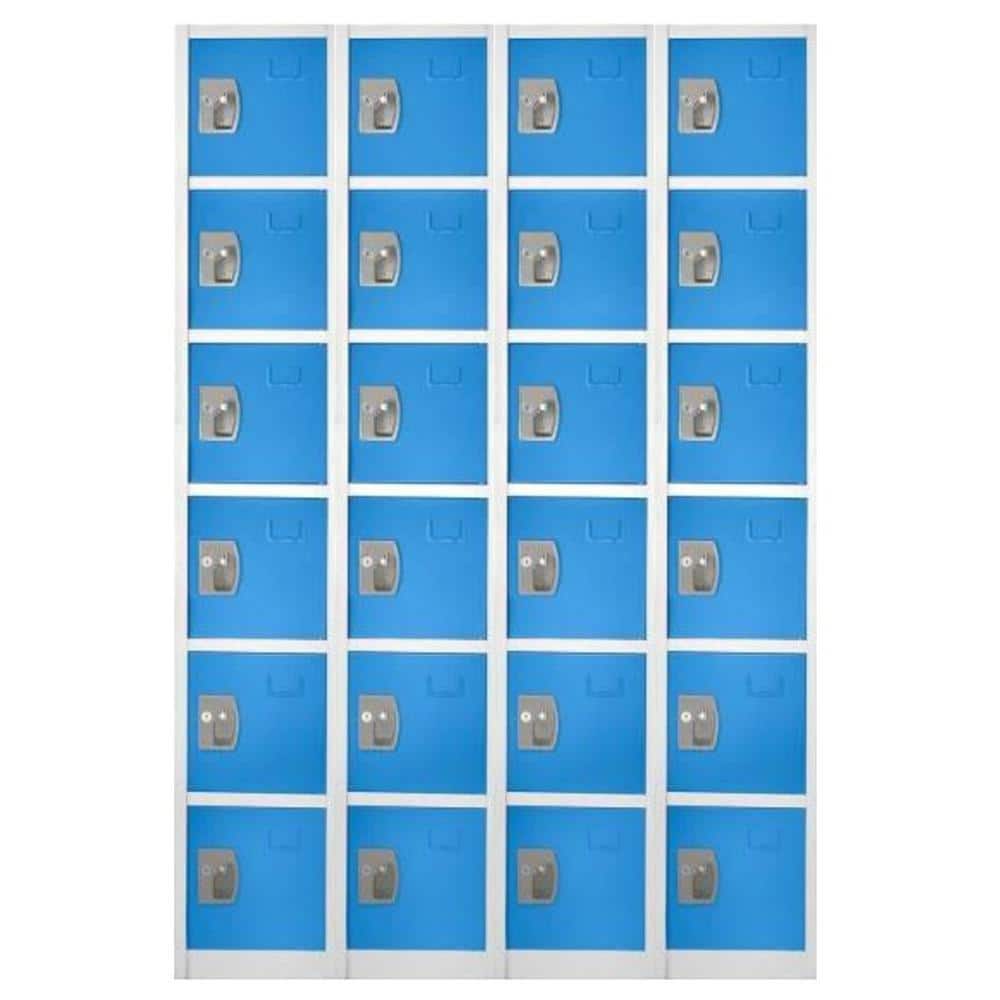 AdirOffice 629-Series 72 in. H 6-Tier Steel Key Lock Storage Locker Free Standing Cabinets for Home, School, Gym in Blue (4-Pack)