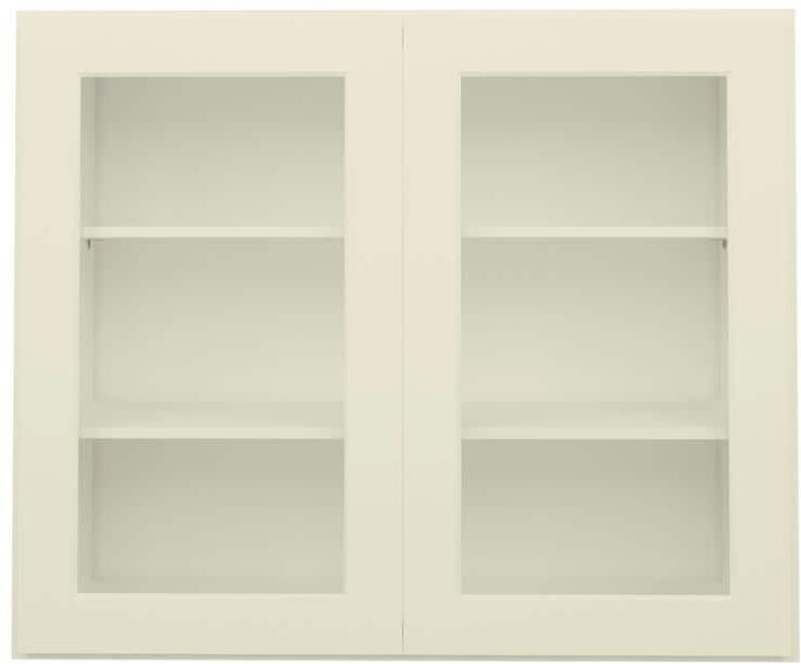 HOMLUX 30 in. W x 12 in. D x 30 in. H in Antique White Ready to Assemble Wall Kitchen Cabinet with No Glasses